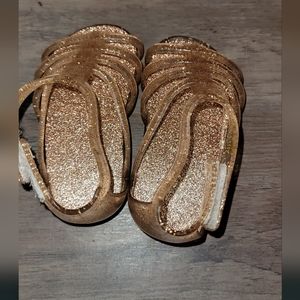 Infant size 3 jelly sandals gold glittery